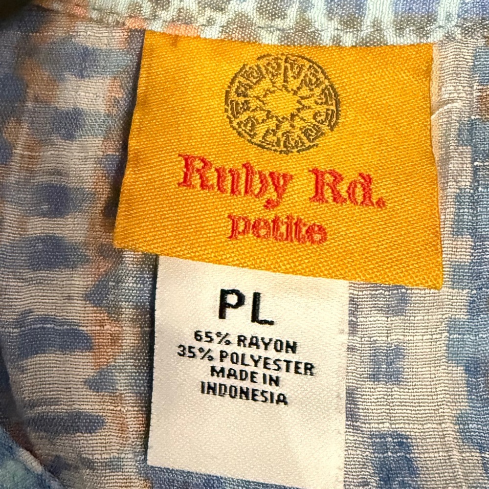 #5) Ruby Rd. Blue And Orange Patterned Button Up … - image 8